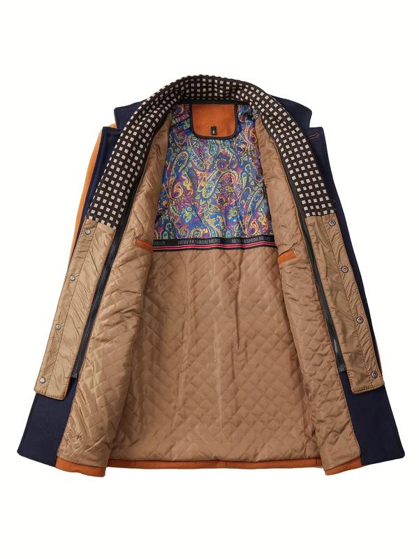 Men's Winter Overcoat Casual Warm Jacket Detachable Collar Thickened Autumn and Winter Coat with Pockets Non-Stretch Fabric Coat for Men Jacket