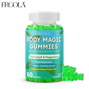 Frcola Body Magic Chlorophyll Gummies - 60 Gummies for Healthy Skin & Body Detox - Fresh Underarms & Breath - Food Supplement with Lychee Flavor