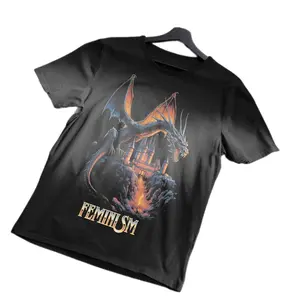Feminism Dragon Fantasy T-Shirt, Top, Streetwear, Round Neck, Shortsleeve, women's shirt, Trending Clothes, High Quality, Sport, Street Style, Many Colors Size S To XL, tiktokshop