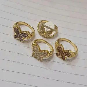 Rings Butterfly Design in White and Orange Various Sizes Laminated High-Quality Waterproof Jewelry