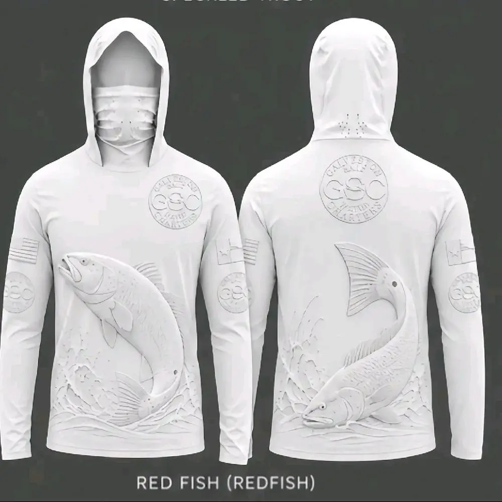 GSC Hooded Performance Shirt for Redfish Fishing, Whiteout Color