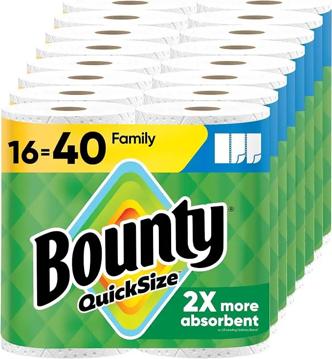 Bounty QuickSize 16-40 Family Rolls 2X More Absorben  Paper Towel