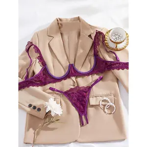 FashionCharmDesignLingerieSet,CuplessBra&Panty,Women'sSexyClothingunlinedbreathablebraunderwearwomenswearcomforthighwaisttummycontrolpantysolidcoloropenbustbrasforbiggerchestsoftbreathableandknickerstretchythong