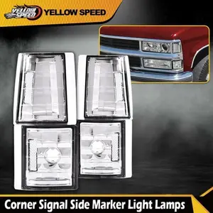 4Pcs Fit For 94-98 Chevy CK C10 1500 2500 Clear Corner Signal Side Marker Lamps