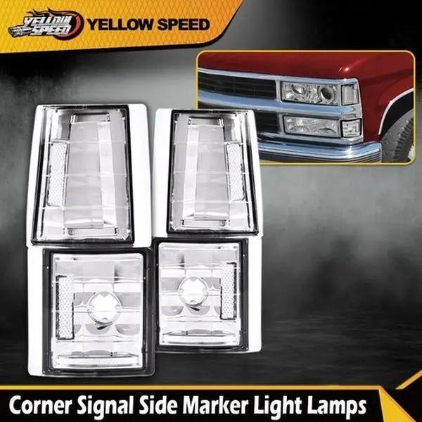ALLGOOD 4Pcs Fit For 94-98 Chevy CK C10 1500 2500 Clear Corner Signal Side Marker Lamps Halogen Lights