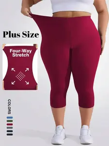 Women's Plus Size Sporty Tight-Fitting Pants, Casual Seven-Quarter Leggings, Skinny Yoga Bottoms, Super Soft and Elastic, Non-Sheer Fabric, Ideal for Running and Yoga, Athleisure Fitness Leggings, Skinny Sports Leggings