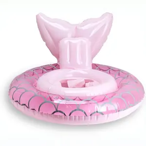 Mermaid Tail Inflatable Baby Swim Ring, Anti-Rollover, Thickened PVC, Kids Float with Seat & Backrest, Summer Water Play for Girls, Pool Float