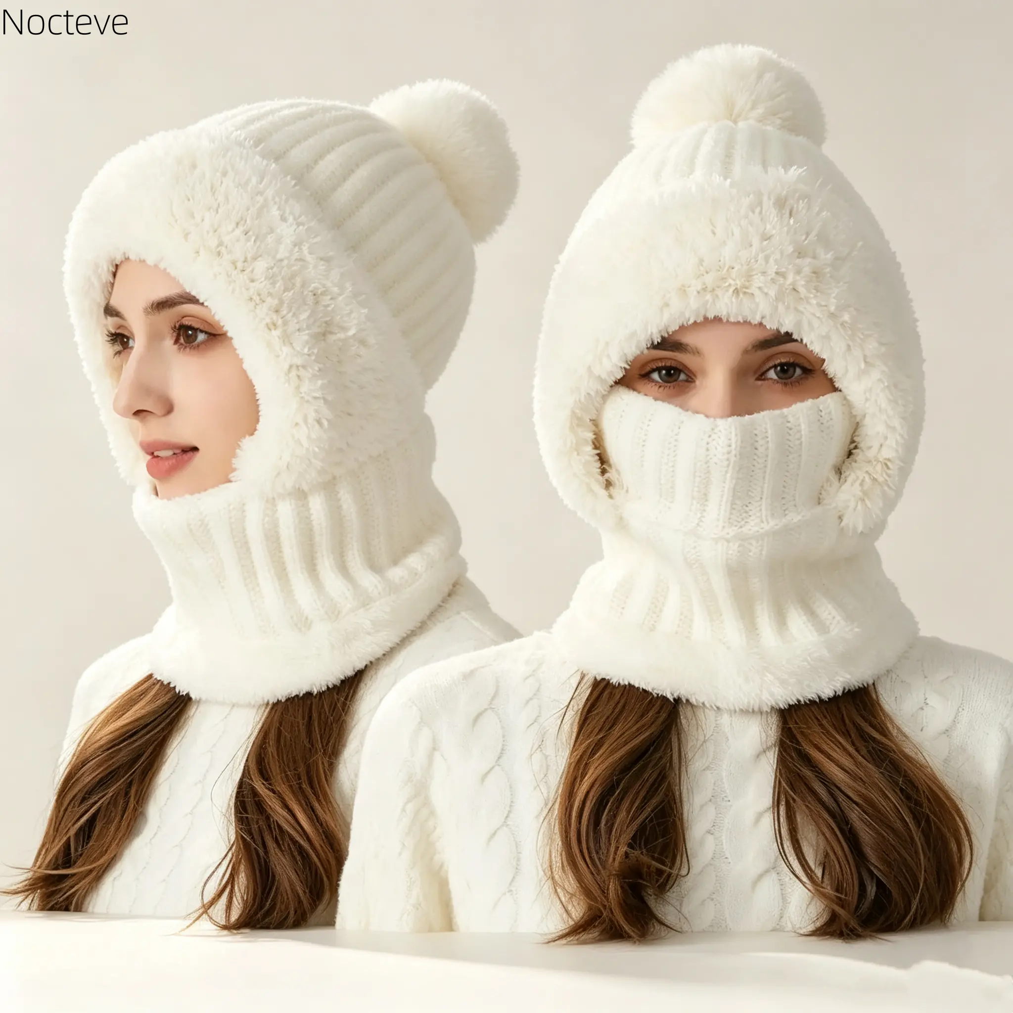 Adult 3-in-1 Fleece Lined Thermal Balaclava Combo Set, Windproof Insulated Ear Flap Hat, Matching Scarf & Neck Warmer, Cold Weather Outdoor Protective Gear for Skiing, Cycling & Winter Sports
