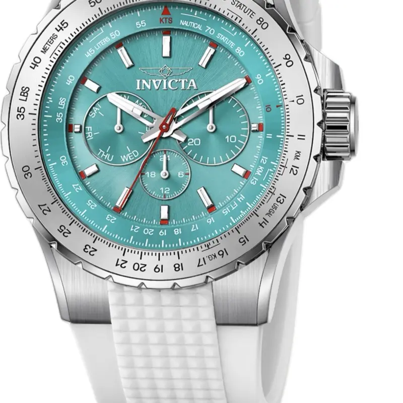 Invicta Aviator Skyshock Men’s Round Quartz Wrist Watch - 50mm, White w Blue dial