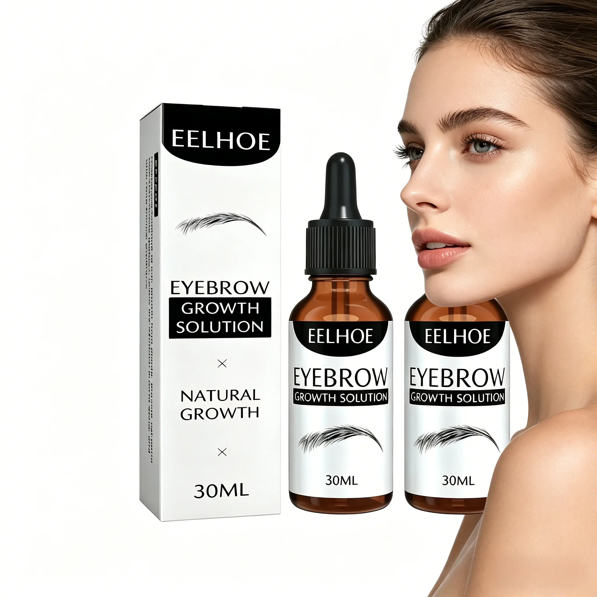 30ml Natural Eyebrow Growth Serum, Mild Essential Oil Eyebrow Repair Liquid, Nourish & Moisturize Brows, Boost Thicker Dark Fuller Natural Eyebrows, Gentle Daily Eyebrow Care Essence for Sensitive Skin