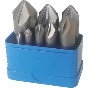 Value Collection 8-Piece Cobalt Steel Single End Countersink Set - 1/4 to 1" Head Diam, 90° Included Angle, 1/4 to 1/2" Shank Diam, 6 Flutes, SC21908S, Ideal for Metal Drilling, No Extra Accessories Needed