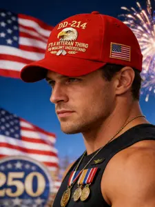 Men's Military Style Hat, DD-214 Model Eagle Commemorative Cap, Veterans Day Gift, Patriotic Design, Suitable for Casual Wear