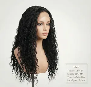 NoirSaorsa Glueless Deep Wave Wig for Beginners – 13×4 HD Lace Front Wig with Drawstring, Pre-Plucked Natural Hairline, Soft, Low-Tangle Curls & Easy Styling, 5-in-1 Set