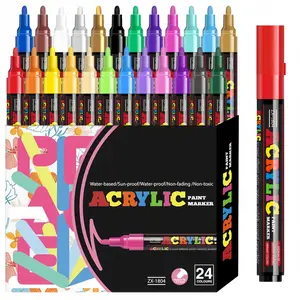 Acrylic Paint Markers Pens, 12/18/24 Colors Paint Markers Pens,2mm-3mm Tip for Rocks, Craft, Ceramic, Glass, Wood, Fabric, Canvas -Art Crafting Supplies