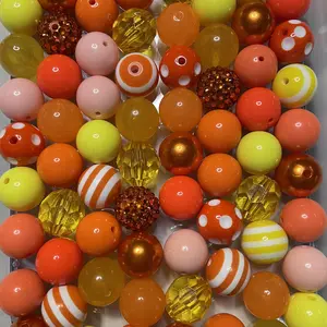 Orange Mix - 20mm Bubble Gum Bead Mixes, Chunky Bead Mixes