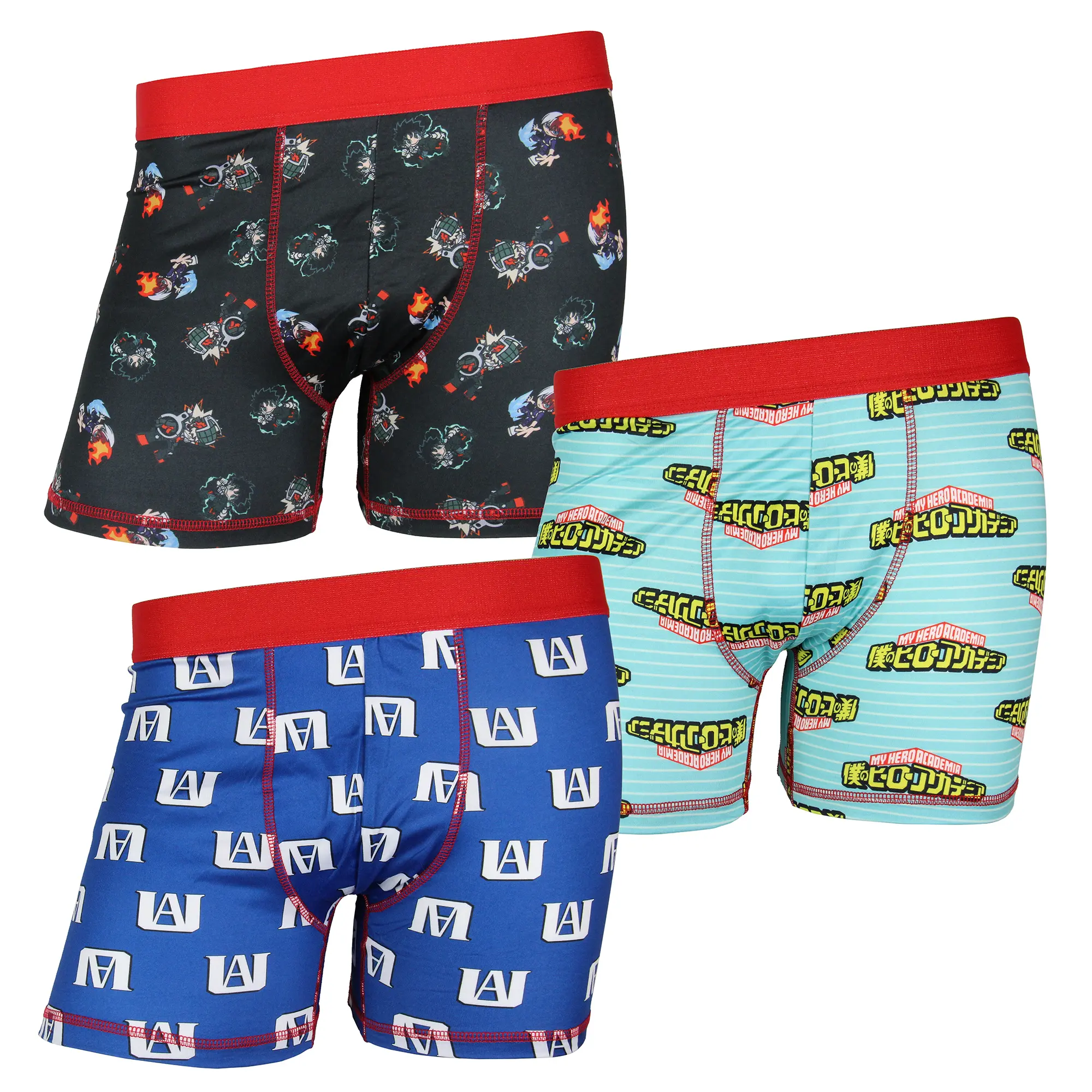My Hero Academia Men's Anime Cartoon Boxer Brief 3-Pack Underwear Set Boxer Short