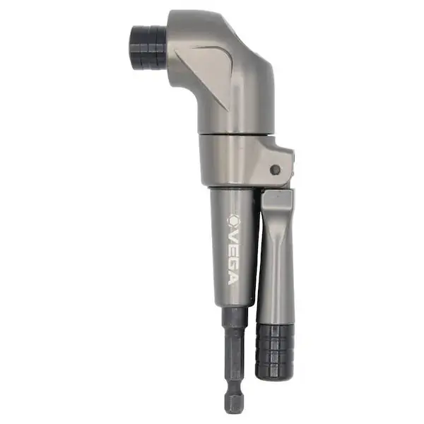 Vega (1RA1DH) Right Angle Adapter, 1/4" Hex Drive, Low Profile, Locking Grip for Tight Spots (Power Tool Accessory), 3 Positions