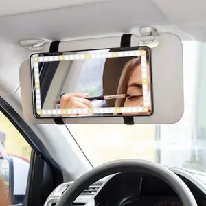 Makeup mirror,LED Car Vanity Mirror with HD Lighting, Three-Level Dimmable Sun Visor Mirror for Front Passenger Side