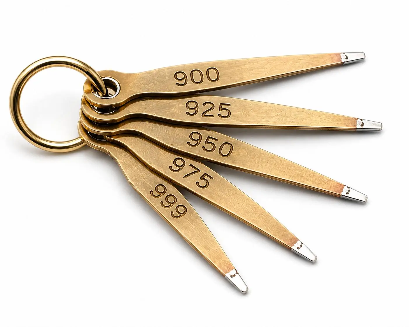 JSP Premium 5-Grade Metal Needle Set (5 Pieces, Keyring Pack) for Jewelry Making Casting Metals, Testing Use, .999, .975, .950, .925, .900 Purity Tester, Five Grades, Metal Needles