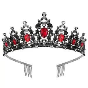 Black Crown Baroque Queen Crown Tiaras for Women Princess Rhinestone Crown Hair Accessories for Birthday Wedding Tiara and Crown Prom Party Jewelry for Women Girls