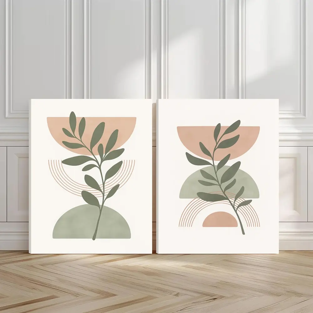 2pcs Modern Design Wall Art, Pastel Colors Poster, Abstract Shapes Art Prints, Minimalist Home Decor, Modern Wall Paintings, Minimalist Canvas Posters Wall Arts, Decor for Living Room, Restaurant, Kitchen, Bedroom, Housewarming Gift, With Frame