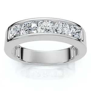 1 1/4ct Diamond Wedding Ring Channel Set Mens Ring 14k White Gold