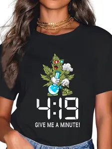 100% Cotton 4 19 Give Me A Minute Weed Canabis 420 T-Shirt