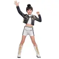 KPop Rumi Girls 3Pcs Costume Set, Mira Character Role Play Outfit, Girls 3Pcs Pop Star Stage Costume Set, Sparkly Glitter Jacket + Crop Top + Shorts, Kids Performance Outfit for Talent Show & Party