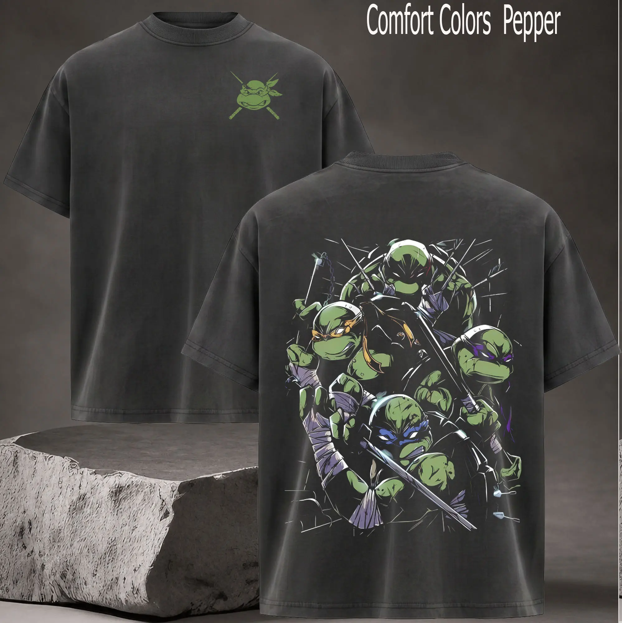 Vintage Graphic Ninja Turtles Print Washed Cotton Washed Tee, For Fans Movie Monster, Design Top Cotton Streetwear Hoodie Clothes Menswear Womenswear, Hoodie Unisex Hot