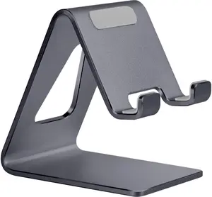 Cell Phone Stand Desk Phone Holder - Aluminum Mobile Phone Cradle Dock for Iphone 15 14 13 12 Pro 11 X Xs Max 8 7 6 6S plus SE 5 Samsung All Smart Phones, Dark Gray Aoviho