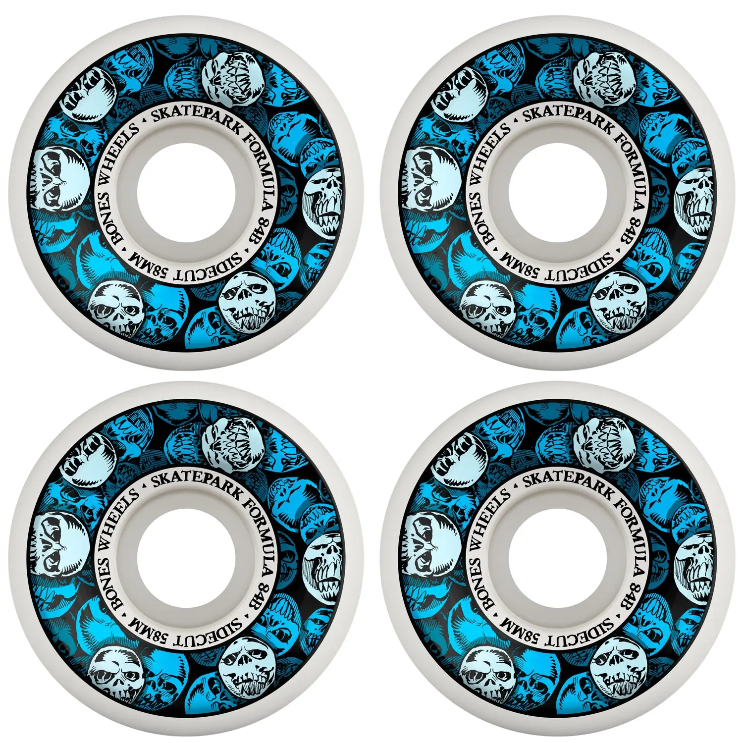 Bones Skateboard Wheels 58mm Skatepark Formula P5 Sidecuts 84B (104A) White