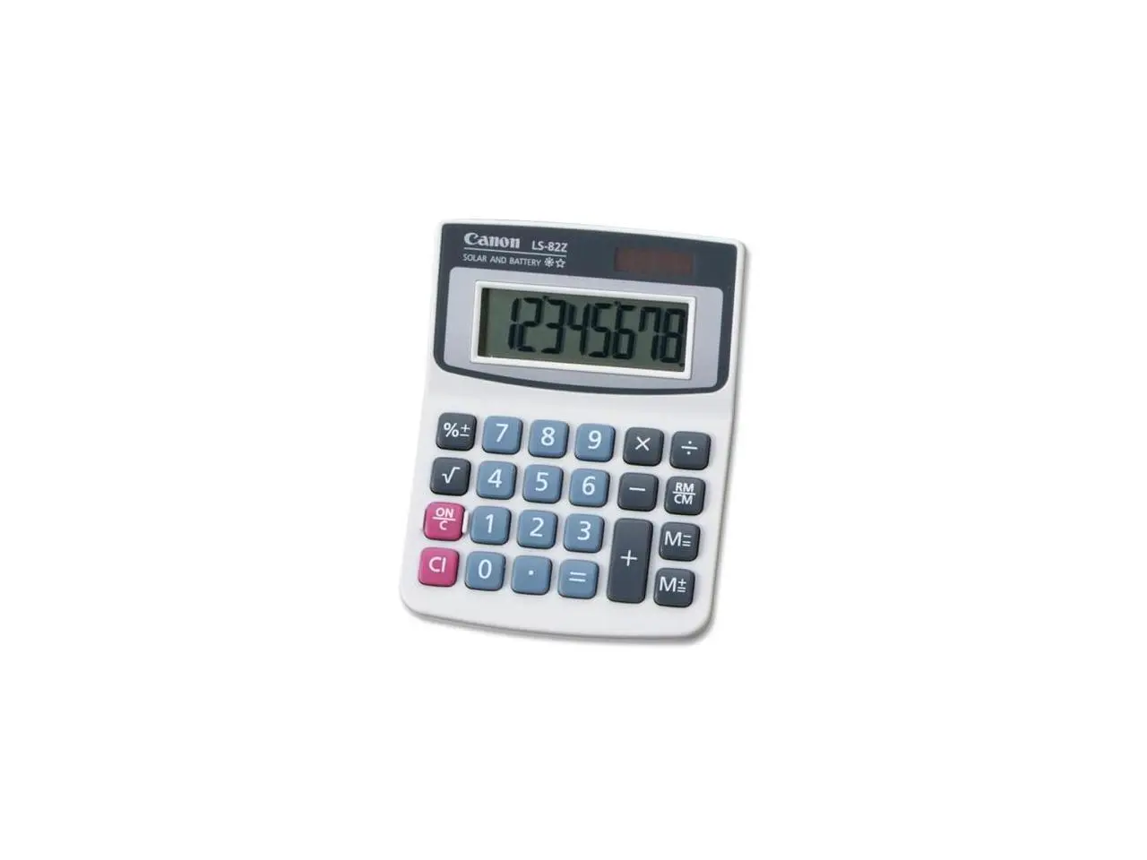 Canon CNMLS82Z 8-Digit Portable Calculator- Lrg LCD- Dual Power- 3-.50in.x4in.x1in. Canon CNMLS82Z 8-Digit Portable Calculator- Lrg LCD- Dual Power- 3-.50in.x4in.x1in.