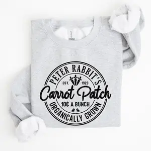 Peter Rabbit's Carrot Patch, Retro Farm Sign, Easter Sweatshirt, Women's Crew Neck, Crewneck