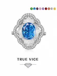 "Blue Flame Star Vine • Edgy Ring" Fashion oval pigeon-egg aquamarine high-carbon gem ring, sparkling ice-cut adjustable band. Ideal gift for dates, perfect for daily wear, vacations & banquets.