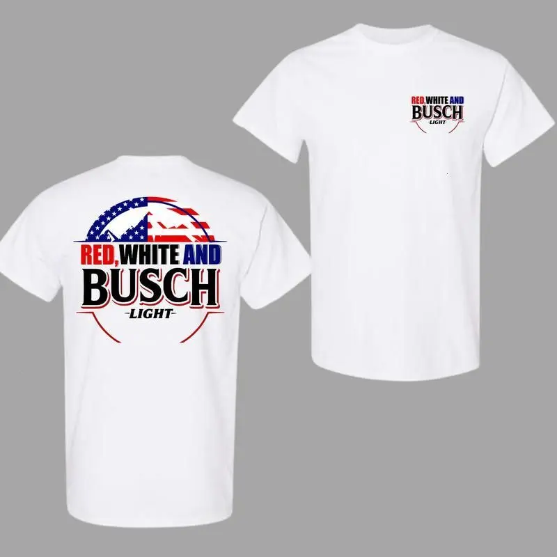 Men's 100% US Cotton Short-Sleeve Round Neck T-Shirt, Classic Fit Patriotic Drinking Graphic Top, Soft Breathable Fabric Red White And Beer Party Tee for Summer USA Occasions