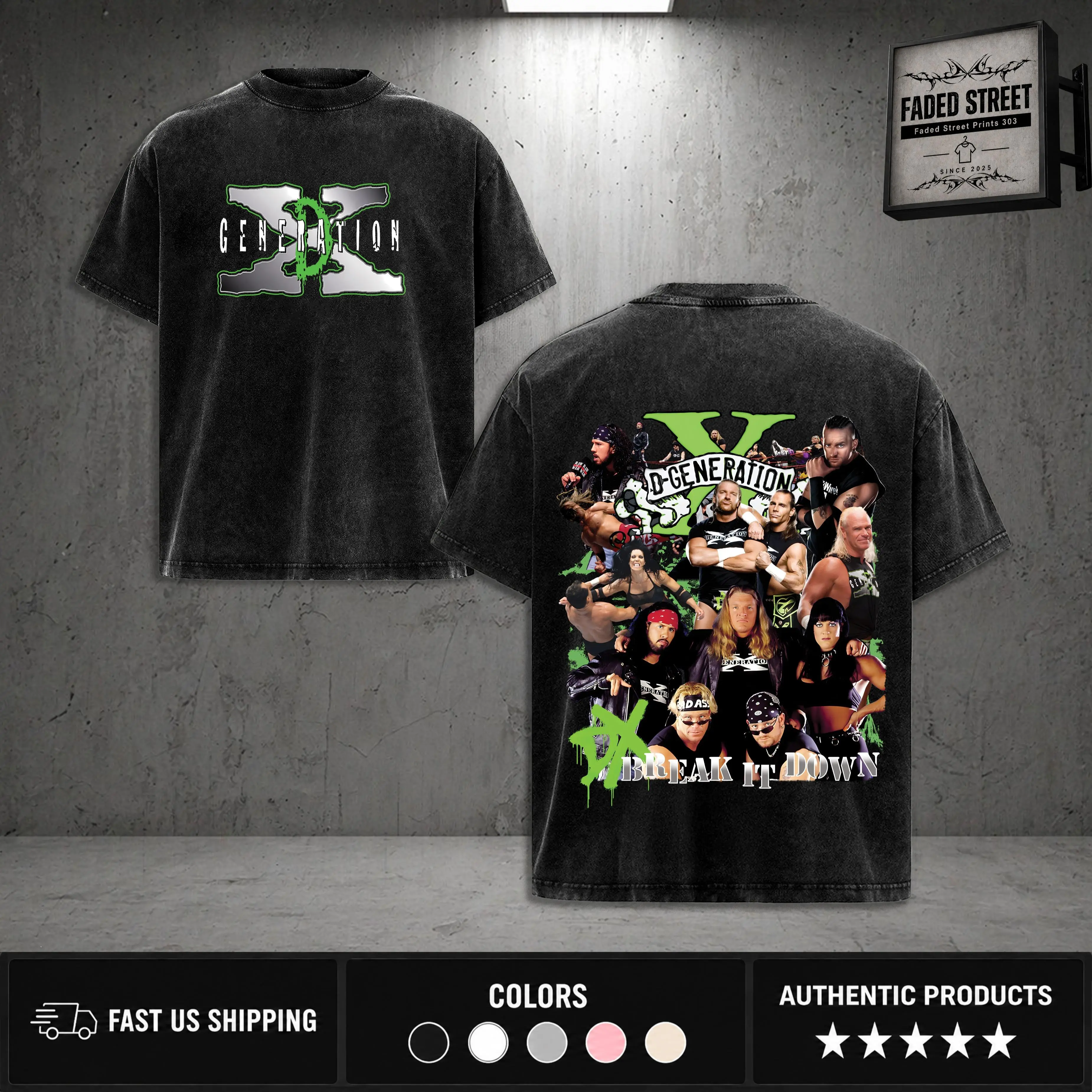 DX Generation "Break It Down" Washed Tee, Grunge Attitude Heavyweight Cotton Shirt, WWE Attitude Era Streetwear Top for Bold Festival Looks