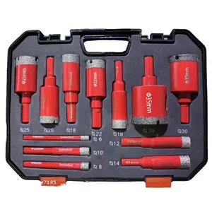 12-Piece Diamond Coated Dry Drill Bit Set Diamond Drilling Bits for Efficient Drilling, Ideal for Granite, Marble, Glass Tile and Ceramics