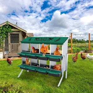 Nesting Boxes 8-Holes Nesting Boxes for Chickens Height-Adjustable with Chicken Perch can accommodate 8 to 32 Chickens and Comes Outdoor Cage