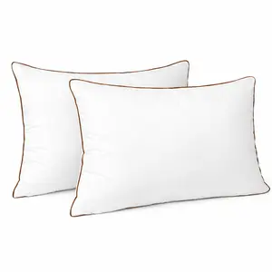 Hypoallergenic Microfiber Bed Pillows Set of 2 - Deep Sleep Support for Neck & Shoulders (Side/Back/Stomach)