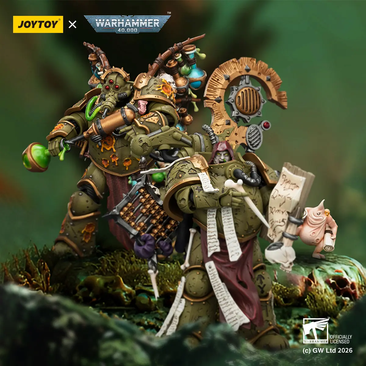 JOYTOY Warhammer 40,000 1/18 Action Figures Death Guard Biologus Putrifier Death Guard Tallyman