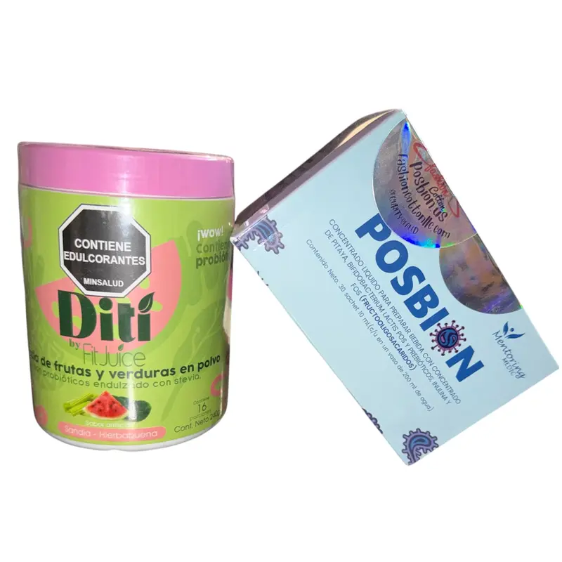 Posbion & Diti Jugo Verde Probioticos Contiene Edulcorantes y Probiotics for Colombia Natural Supplement with Probiotic Support for Digestive Health