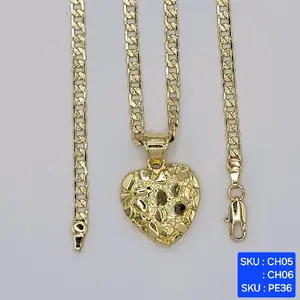 Nugget Heart Fashion Pendant Laminated Gold, Select a Chain link Style and size 24 & 18 inches Laminated Gold ,SKU: PE36