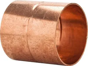 Mueller Industries 4 in Wrot Copper Pipe Coupling - C x C Connection, Rolled Stop, Solder Joint Plumbing Part (Model W 10107), 4 Inches
