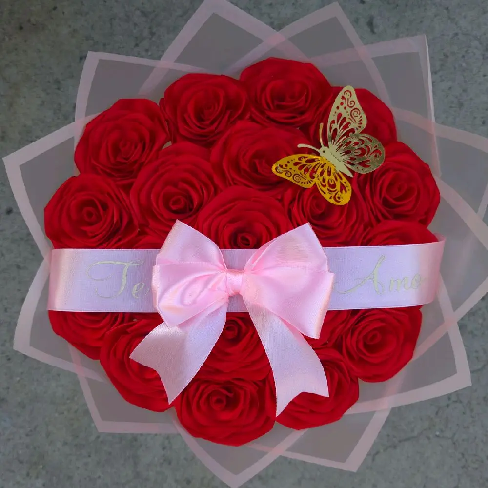 Rosas Eternas Te Amo flores liston ribbon roses bouquet Flower Decor Decorative