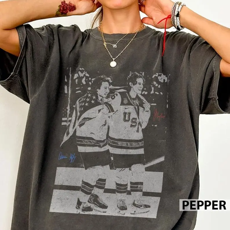 [ Sale Up To 40%] Comfort Colors Quinn Hughes Jack Hughes Brother Usa Champion Hockey Vintage Shirt