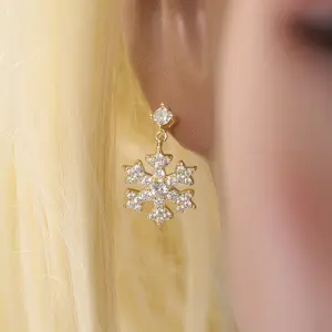 Minimalist Snowflake Earrings - Premium 5A Zircon Festive Jewelry for Girls