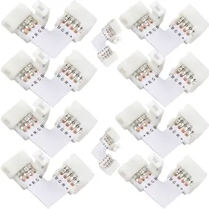 4 Pin 8mm 10mm L Shape LED Connector for Connecting Corner Right Angle 3528 2811 2812 5050 RGB LED Strips Lights 100pcs/lot