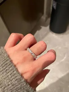 Baby pink - Eternity Lab Diamond Ring, Rectangular Pav√© ring, diamond band, 5A Gemstone Jewelry, 925 Sterling Silver w/ real gold plating