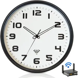 12Inch WiFi Wall Clock with Auto Sync Time & DST, Easy to Read, Large Display, Silent Battery Operated Wall Clock for Living Room Bedroom School Office