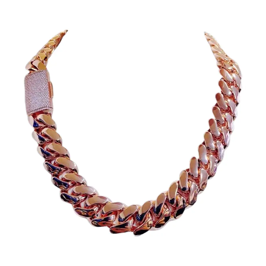 22mm Chunky Miami Cuban Link Chain, Rose Gold Plated 316L Stainless Steel Hip-Hop Necklace, Gift for Men & Women, Cuban Link Chains, Chunky Chain Necklace